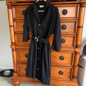 Molly Bracken linen cotton dress with belt and pockets. S